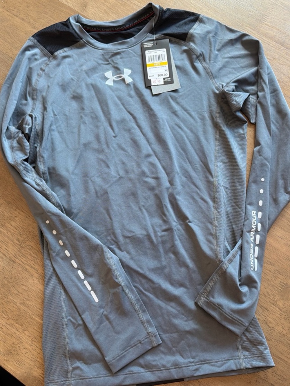 Under Armour Men’s Long Sleeve Performance Shirt — Gray with Black Accents